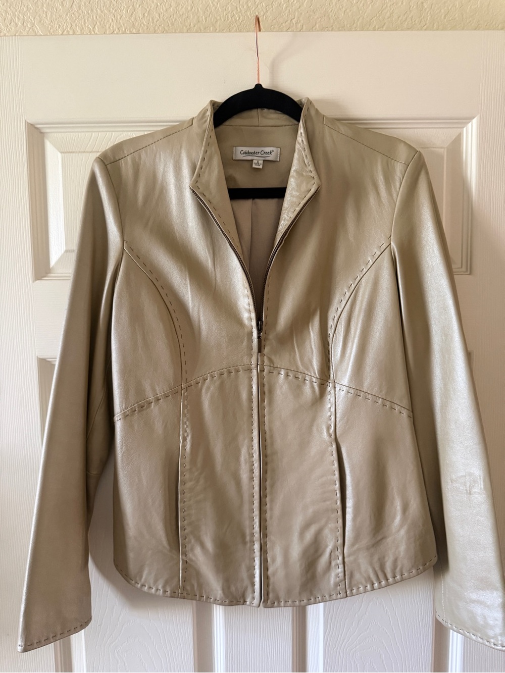 Coldwater Creek Genuine Leather Champagne Jacket Size Small NWOT